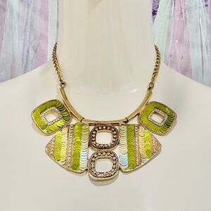 Gold and Sequin Mermaid Statement Necklace